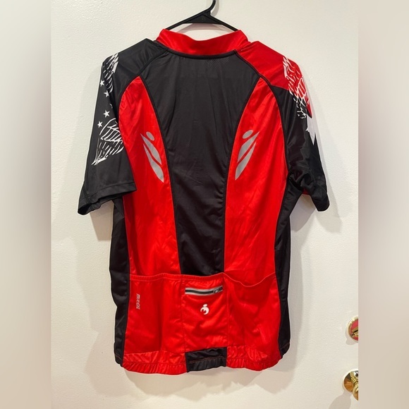 MUTEKI Men's Wings Biking Cyclist Short Sleeve Full Zip Red/Black Jersey Sz XL - Picture 4 of 6